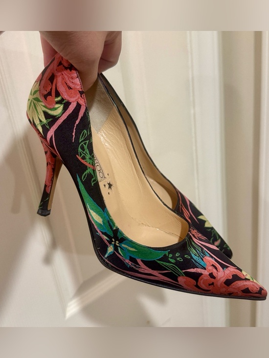 Jimmy Choo Shoes - Jimmy Choo/Black Silk Floral Pointed-Toe Pumps/NEVER WORN! VINTAGE! 6.5! NWOT!!!